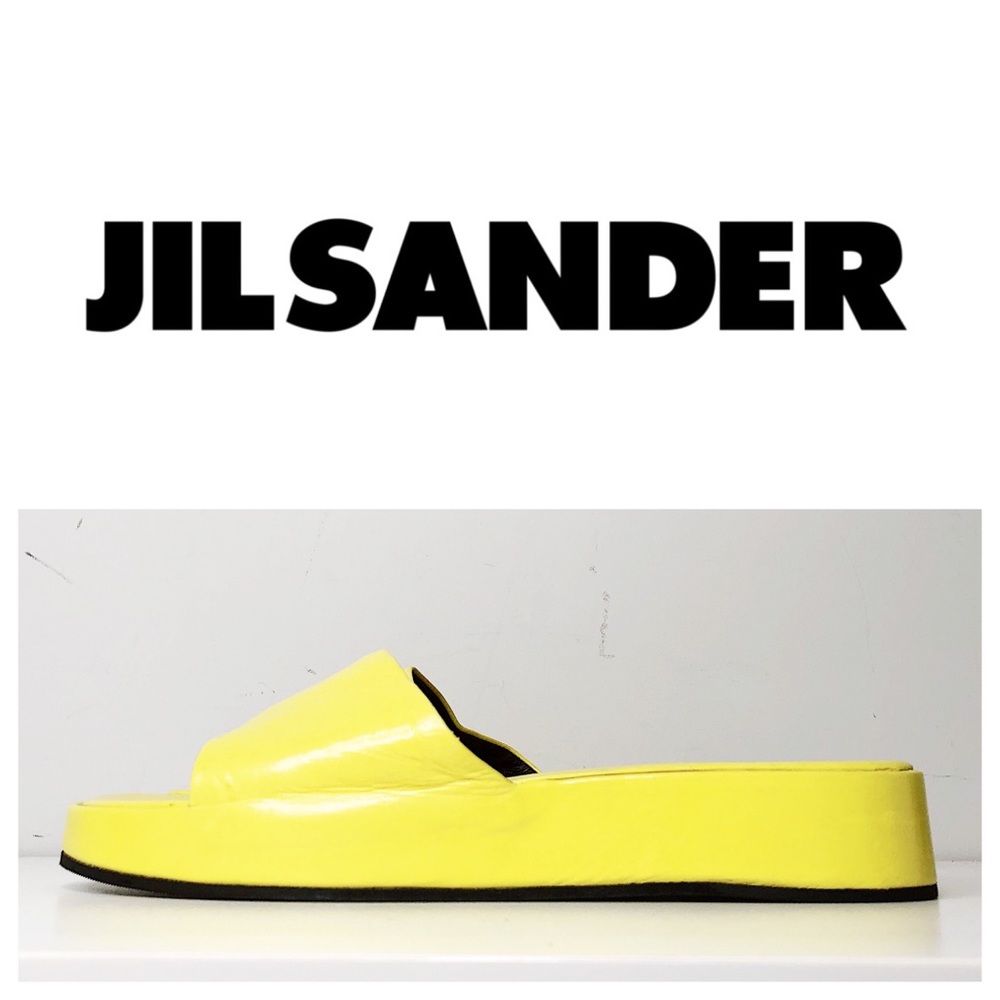 JIL SANDER | Leather Neon Yellow Slide | 8